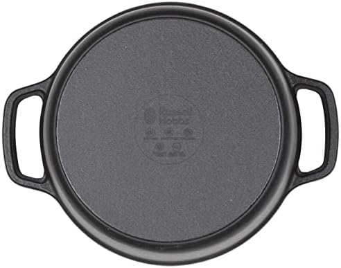 Russell Hobbs RH02523BEU7 Cast Iron 20CM Stockpot, Excellent Heat Retention Cookware, Oven Safe Up to 240°C, Induction Suitable, Tough Enamel Interior Coating, 2 Litre Deep, Black