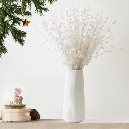 CristBest 24-Pack Christmas Tree Picks Ornaments, Artificial Glitter Berry Stem Glittery Twigs Ornaments for Christmas Tree Decorations, Small Vase, Holiday, Wedding, Party Decorations (White) - image 4