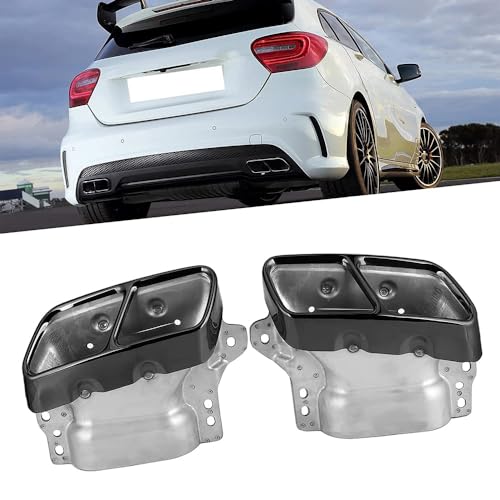 YUEGOO 1 Par Punta de Escape de Tubo de Cola del Coche de Acero Inoxidable para Mercedes Benz AMG A45 W176 CLA45 C117 2013-2018, Extremos de Tubo para Escape Silenciador Trasero de Coche,A/Black