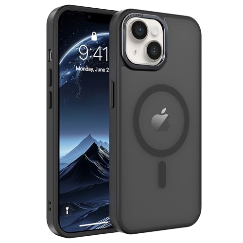 Image of Magnetic iPhone 14 /13 case,Compatible with Magsafe, Military-Grade Protection,Slim Translucent Matte Shockproof with Anti-Scratch Anti-Fingerprint Phone Cover (Black, iPhone 14 /13)