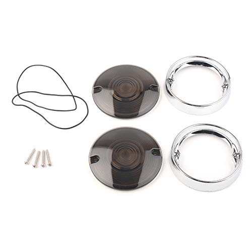 Cnfang4 Motorcycle Turn Signals Lights Blinker Indicator Guard with Trim Rings for Harley Davidson 3-1/4