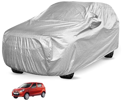 Image of Auto Hub Waterproof Car Cover Compatible with Maruti Alto 800 Old with Mirror Pocket, Soft Cotton Lining, Waterproof Alto 800 Car Cover- Metallic Silver