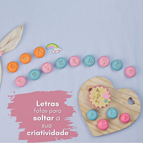 Kit Carimbo Marcador De Doces Brigadeiro Alfabeto Letras Fofas 2cm