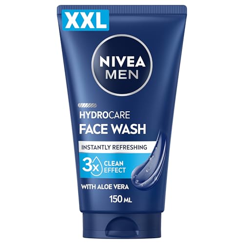 NIVEA MEN Hydrocare Face Wash XXL (150ml), Purifying Face Wash for Men, Cleanser Gel with Aloe Vera and Pro-Vitamin B5, For Hydrated & Refreshed Skin, Daily Men's Skin Care