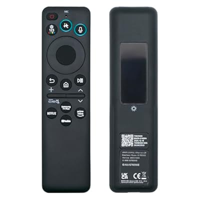New BN59-01480A TM2360E Solar Smart AI Voice Remote with Rechargeable Solar Cell, App Shortcuts & USB-C Charging, Compatible with Samsung 2023-2025 Neo QLED 8K Smart TVs, HDR Ultra HD - Black