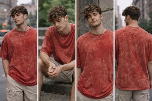 Image of boffi ... 100% Cotton Oversized T-Shirt Unisex Drop Shoulder Dye Washed Street Look Black Pack of 1