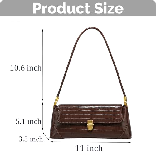 Farcauo Vintage Shoulder Bags for Women Brown Pu Leather Handbags Trendy y2k Shoulder Purse with Zipper by Farcauo - Used condition - Image 3