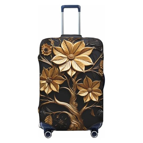 Luggage Cover Travel Suitcase Cover Elastic Suitcase Protector Cover Golden Engraved Tree Luggages Protector Anti-Scratch Luggages Decorative Cover for Adult (18-32 inch)