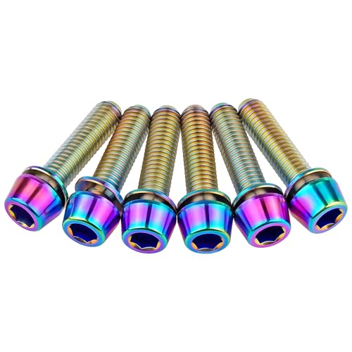 Wanyifa Titanium M5x20mm with Washer Allen Hex Tapered Bolts Screw for Bicycle Stem Pack of 6 (Colorful) - Thumbnail 3