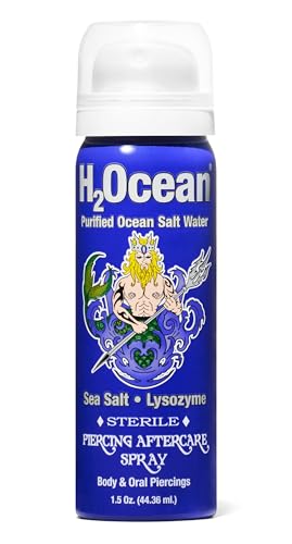 H2Ocean Piercing Aftercare Spray– Sea Salt Spray for Body and Facial Piercings – Ear, Nose, Navel, Oral & Body Piercing Cleaner, Aftercare Solution for New Piercings– 1.5oz