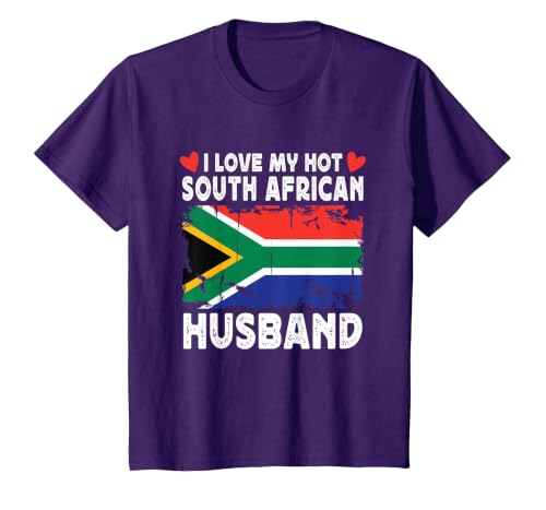 I Love My Hot South African Husband Spouses South Africa T-Shirt, Youth, Purple, Medium