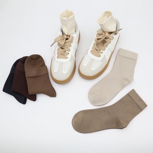 Image of Womens Viscose Bamboo Crew Socks Thin Casual Ultra Soft Colorful Above Ankle Socks Breathable Comfortable 3 /6 Pairs