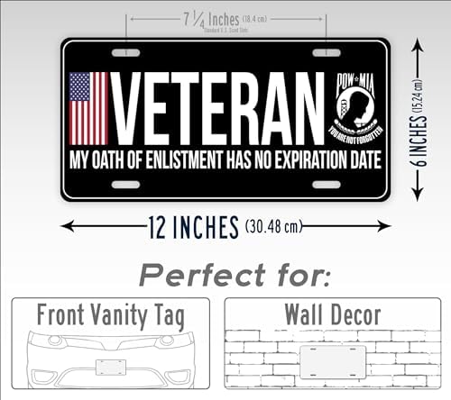 Veteran Patriotic License Plate American Flag POW-MIA Auto Tag My Oath of Enlistment Has No Expiration Date image 5