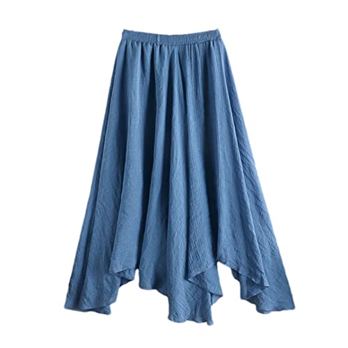 Jupe plissée taille élastique coton lin pour ajustement parfait gris - 2