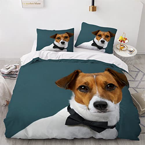 Parure de lit 220x240 Chiens 3D Motif Housse de Couette Ultra Doux Respirante 3 Pièces Jack...
