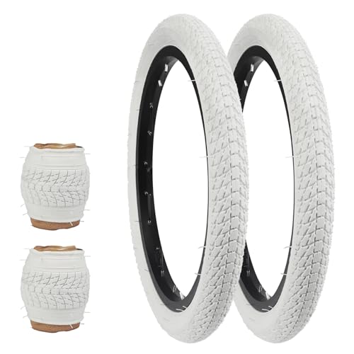 WEEROCK Two Pack 16 Inch 16 * 1.75 White Bicycle Tire Tricycle Tire Bike Tyre for 16 Inch Bicycle Kid Bike Child Bicycles Girl Bicycle Tricycle.