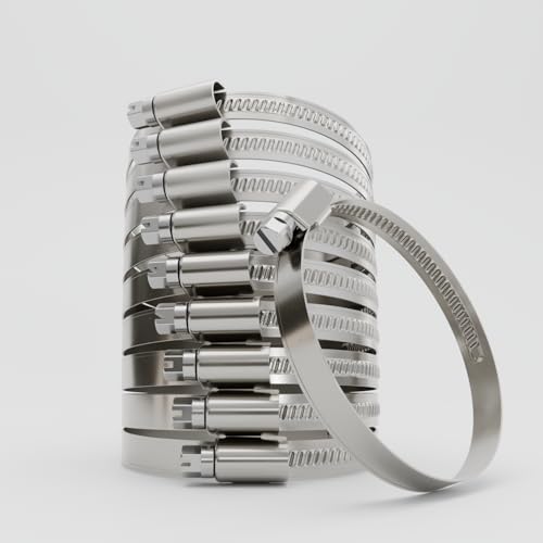 greate 10x Stainless Steel Hose Clips 50-70 mm - Adjustable Jubilee Clips with 9 mm Band Width - rustproof Pipe Clips – Jubilee Clip for Pool, Pond, Washing Machine and More - Hose Clip