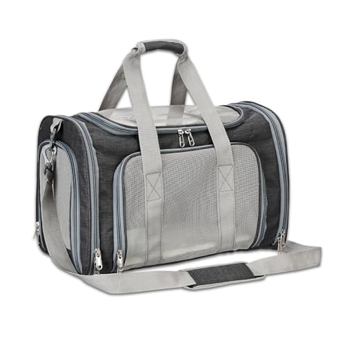 Amazon Basics Soft-Sided Mesh Pet Carrier, Large, Dark Grey - Image 2