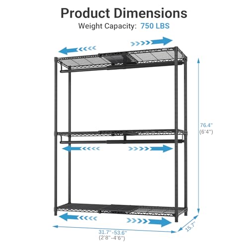 Image of VIPEK X1 Plus Expandable Heavy Duty Clothes Rack, Clothes Organizer Black