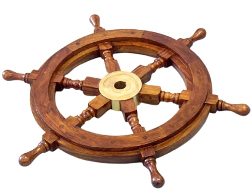 Nauticalmart Sailors Special Wooden Ship Wheel, 15" #TOP3