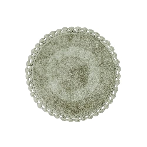 Bien Beau BATH-RUGS Unique Round Boho Bath Mat With Crochet Contour - 100% Cotton Boho Bathroom Rugs -Reversible thumb #3