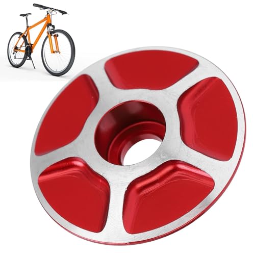 HERCHR Bike Headset Top Cap, 1 1/8 Inch Aluminum Bicycle Front Fork Stem Top Cap Cover for Mountain Road Bike MTB Accessories Parts(Red)