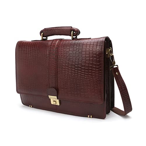 Red Cherry Genuine Leather 15.5 inch Office Bag With Amiet Lock-picture-25