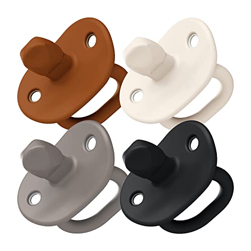 Image of Boon Jewl Silicone Orthodontic Pacifier - Baby Pacifier with Soothing Gem-Shaped Nipples - Comfortable Baby Pacifiers Support Natural Oral Muscular Development - Neutral - 4 Count - 0+ Months