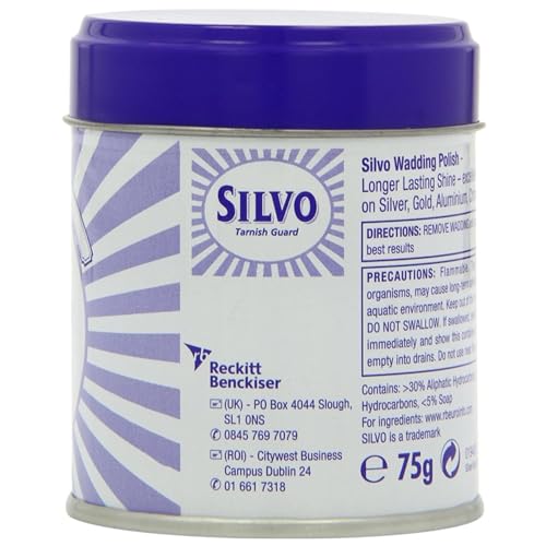 Silvo Anlaufschutz Metallpoliturwatte – stellt den Glanz Wieder her und schützt Silber-, Aluminium- und Chromoberflächen vor Anlaufen (75 g)