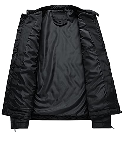 SOMTHRON Men's Winter Bomber Jacket Diamond Quilted Stand Collar Thicken Warm Windbreaker Coats Outerwear3