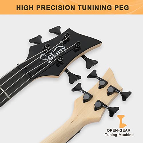 Glarry Electric Bass Guitar 4 Strings Buring Fire Style Hh Pickups For Beginner Adults Right Hand Amp Cable, Bag, Strap And Cord (Black) #TOP4