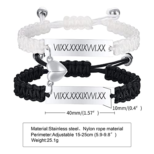 Xuanpai Pinky Promise Couple Bracelet : Handmade Braided Rope Macrame Id Bracelet For Lover Personalized Engraved His And Hers Bracelet For Men Women,Husband/Wife #TOP4