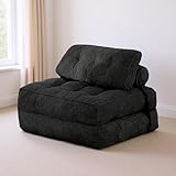 Fabulcozy Sofá Cama 4 en 1 Convertible Plegable - Sillón, Sillón Convertible, Sofá Cama 1 Plaza, Ideal para Espacio Pequeño, Salón o Dormitorio (Negro)