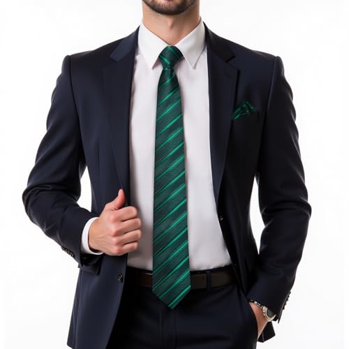 Image of DiBanGu Mens Zipper Ties Silk Adjustable Necktie Pocket Square