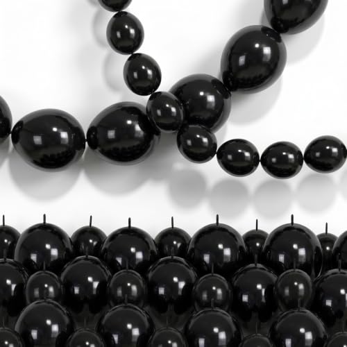 Image of Black Linking Balloons, 120PCS Linked Balloon for Balloon Wall Arch Garland, Quick Link Balloons for Halloween Wedding Birthday Baby Shower Engagement Graduation New Years Party Decorations (6+10inch)