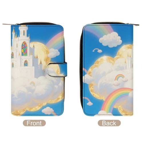 Cloud Castle Printed Leather Wallet, Multifunctional Leather Purse, Compact Card Holder Wallet, Pattern Wallet, Travel & Daily Use Wallet3