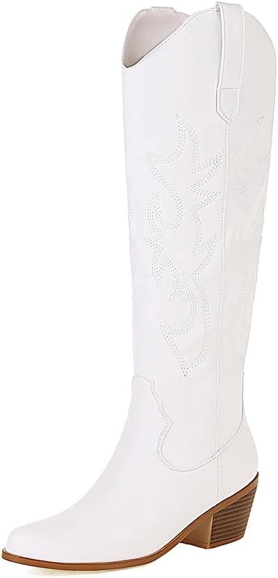 YING LAN Women Cowboy Boots - Classic Embroidery