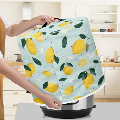 Image of Blue Lemon Print Portable Air fryer Portable Rice Cooker Cover