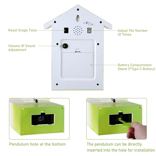 Reloj de pared cucú digital KEYPOWER verde miniatura 6