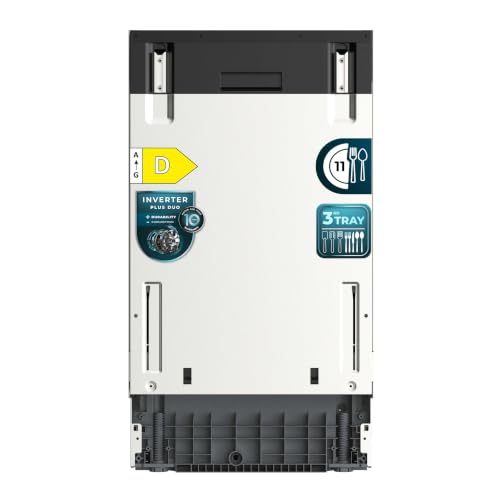 Cecotec Lavavajillas 45 cm Integrable Bolero Aguazero 4270 Full-BI. 11 Cubiertos, 9 Programas, Motor Inverter Plus Duo, Panel Táctil, FloorView Light, Super Dry, Half Load, Save+, AutoClean