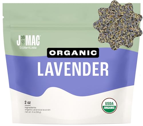 J Mac Botanicals, Organic Lavender Flower (2 oz), Dried Lavender Flowers, Buds