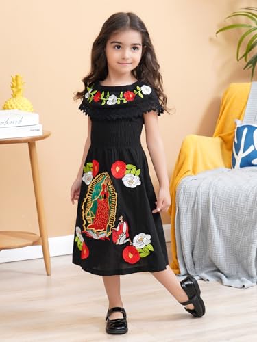 Image of Mexican Dress for Girls Traditional Vestidos Mexicanos Cinco de Mayo Embroidered Dresser Toddler Kids
