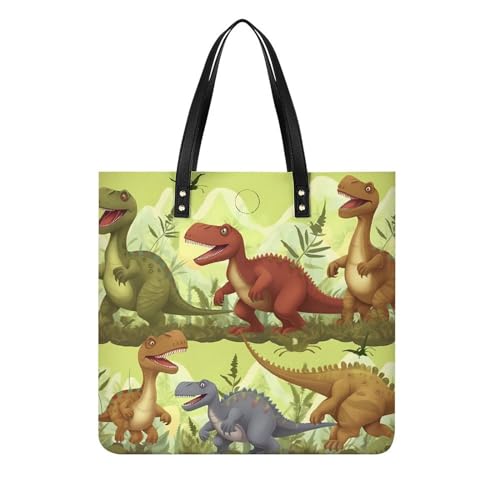 Sac à main en cuir imperméable blanc avec bandoulière et motif dinosaures