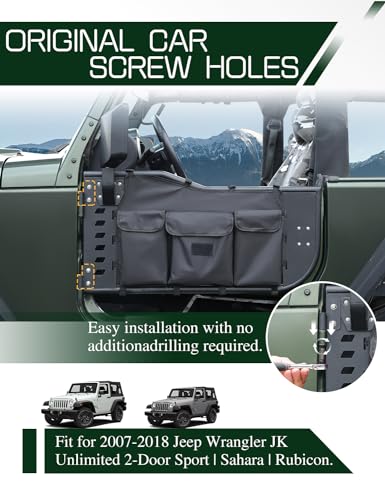 Image of JROAD Wrangler JK Tube Half Doors Off Road Tubular Summer Doors Fit for 2007-2018 Jeep Wrangler JK Unlimited 2-Door (exclude JL & JT Models)| Front Doors 2PCS |Door storage bag