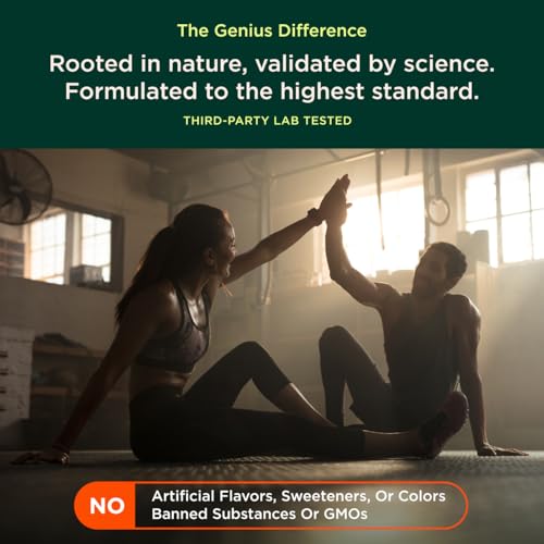 The Genius Brand Genius Lion's Mane - Plant-Based Supplement for Memory, Focus & Mood Support - Organic & Non-GMO - 120 Veggie Capsules