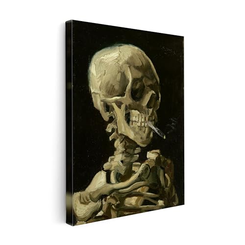 Image of Poster Master Van Gogh Canvas - Retro Skull of a Skeleton with Burning Cigarette Print - Skeleton Art - Gift for Men, Women - Decor for Bedroom, Living Room, Office - Available in 8x10 to 30x40