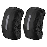 PATIKIL 65-75L Waterproof Backpack Rain Cover, 2 Pcs Non-Slip Backpack Cover with Vertical Reflective Strap Stay Dry for Hiking, Camping, Hunting, XL, Black/Black