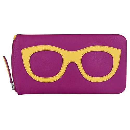 Image of ili New York Smooth Leather Soft Eyeglass Case, Zip Closure with RFID Blocking Lining, Travel-Friendly in Vibrant Colors