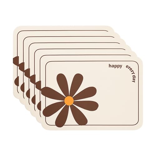 Image of YELONA Leather Dining Table Placemats Set of 6 - Waterproof, Heat Resistant, Anti-Slip, Easy to Clean Table Mats for Dining Table, Kitchen & Home Decor (Chocolate Brown, 40 x 30 cm)