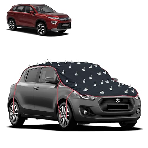 Image of Dog Protection Spike Car Cover for Crusier Hryder Bonnet to Roof Easy Installation with 4 Elastic Hook Strap | Anti-Scratch Soft Cotton Inner | Complete Protection from Street Dogs & Monkeys